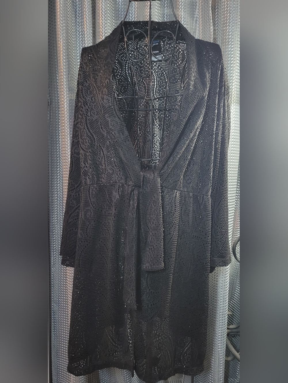 Catalina Black Crochet Tie-Front Cover-Up